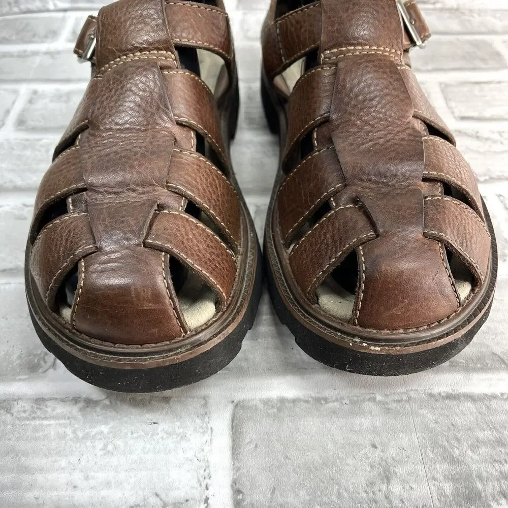 Simple Shoes Men's Size 9 Brown Leather Comfort Fisherman Sandals
